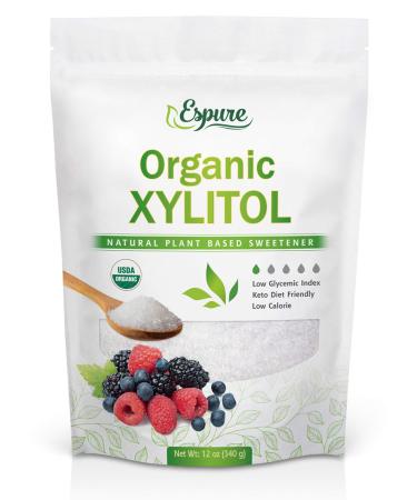 Organic Xylitol - USDA Certified Plant Based Sweetener, Low Glycemic Index, Keto, Sugar Substitute 12 Oz