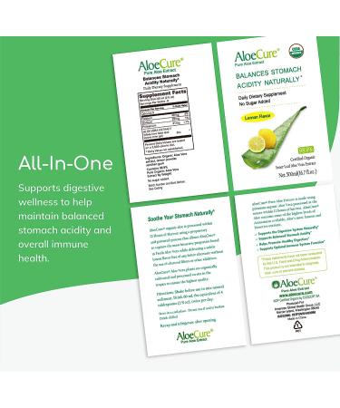 Organic AloeCure Lemon Aloe Vera Juice - 12 Hours from Harvest - Acid Reflux & GERD Treatment - Natural Digestion Aid - Buy Online on GoSupps.com