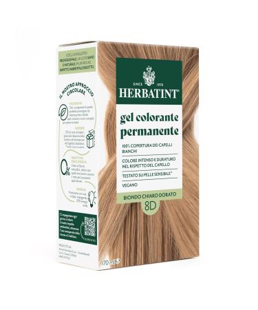 Herbatint Herbatint Permanent Hair Color Gel 8D Light Golden Blonde - 170ml | Ammonia-Free 100% White Hair Coverage | for Sensitive Skin with 8 Organic Natural Extracts