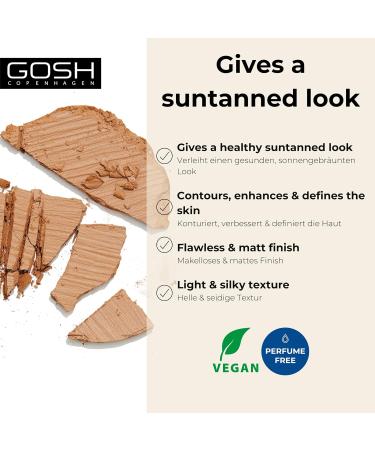 Gosh Bronzing Powder 002 Natural | Vegan Bronzer for Sun-Kissed Skin | Perfume-Free Healthy Glow | Ideal for Cheeks Shoulders & Decolletage - Buy Online on GoSupps.com