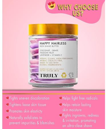 Truly Happy Hairless Shave Butter - Coconut Shave Cream for Women - Vegan & Cruelty Free - 1.3 OZ - Buy Online on GoSupps.com