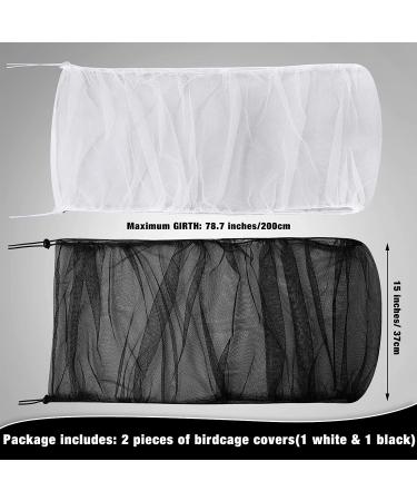 Adjustable Bird Cage Cover Nylon Mesh Netting Seed Catcher for Parrot Macaw - White & Black - 78 x 14.6 Inch - Buy Online on GoSupps.com