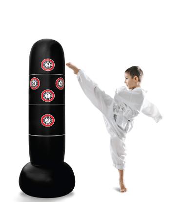 Inflatable Punching Bag  Freestanding Kids Boxing Bag - Practice Target Columns, Durable PVC Material - Relaxing Kickboxing Bag for Adults and Children