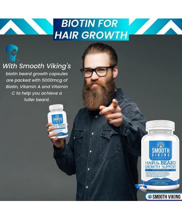 Beard Growth Supplement - Men's Hair Growth Vitamins (60 Capsules) with 5000 MCG Biotin & DHT Blocker - Beard Pills for Thicker & Stronger Hair - Buy Online on GoSupps.com