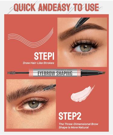 2-In-1 Double-End Eyebrow Shaping Pen & Gel - Waterproof Long-Lasting Light Brown Brow Makeup - Buy Online on GoSupps.com