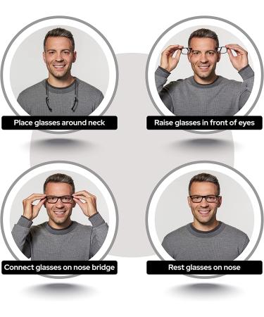 CliC Magnetic Reading Glasses Long Temples 2.50 Magnification Black - Computer Readers with Replaceable Lens - Buy Online on GoSupps.com
