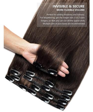 ROSEBUD 10 Inch Clip in Hair Extensions 60g REMY Human Hair 8Pcs 18 Clips - Medium Brown - Buy Online on GoSupps.com