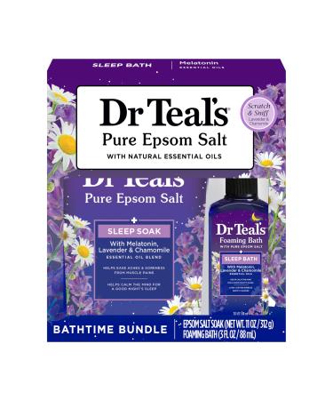 Dr Teal's Melatonin & Essential Oil Blend Epsom Salt and Foaming Bath Sampler Set 2 Piece