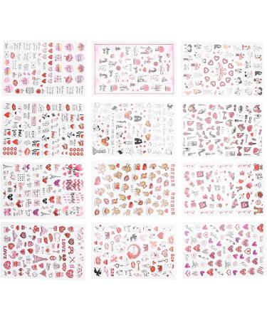 Valentine's Day Nail Art Stickers Heart Lips Rose Bear Cupid High Heels 12 Sheets SelfAdhesive Romantic Nail Decals Loved Ones or Friends DIY Nail Design Decoration - Buy Online on GoSupps.com