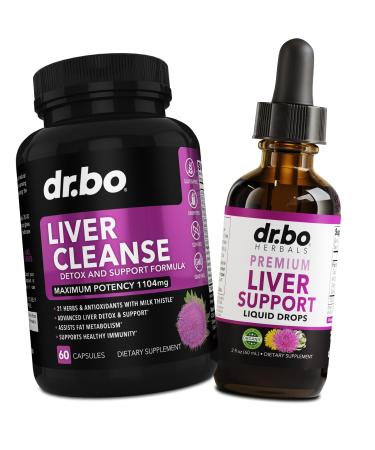 Liver Cleanse Detox Support Capsules & Drops - Organic Liver Support Supplement Liquid Milk Thistle Dandelion Chanca Piedra Extract Artichoke Leaf - Health Formula Herbal Vita Drops 2oz