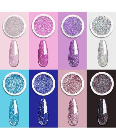 Dip Powder Nail Kit - 8 Glitter Colors Starter Set for French Nails Art Manicure - Buy Online on GoSupps.com
