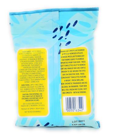 Trader Joe's Micellar Cleanser & Makeup Remover Towelettes 20 Count x 2 Pack - Buy Online on GoSupps.com