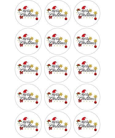 15 Pre-Cut Merry Christmas Party Edible Wafer Paper Cocktail Drinks Champagne Prosecco Toppers Decorations - 5cm circles - Buy Online on GoSupps.com