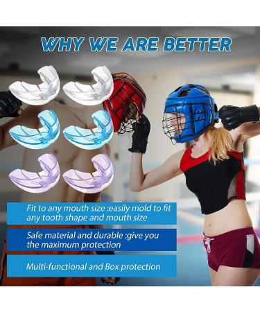 6 Pieces Braces Mouth Guard Kids Sports Mouth Guard for Kids Double Football Youth Mouthguards for Boxing Football Hockey Karate Basketball (Transparent  Transparent Purple/Blue) Transparent  Transparent Purple/ Blue - Buy Online on GoSupps.com