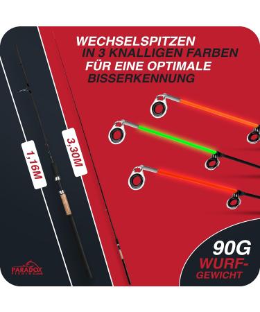 Buy Paradox Fishing Feeder Rod 3.3m - 90g 1.5oz 2oz 3oz | Best Method Feeder Rods for International Fishing - Buy Online on GoSupps.com