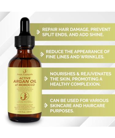 Organic Active Argan Oil of Morocco - Hydrate Nourish & Detangle | All Hair Types - 2 FL Oz - Buy Online on GoSupps.com
