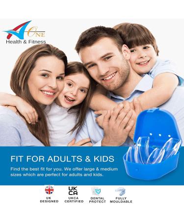 Professional Dental Mouth Guard for Teeth Grinding and Clenching - Custom Fit - GumShield for Bruxism & TMJ Relief - UK Designed Easy-to-Mold - Pack of 4 in 2 Sizes - Buy Online on GoSupps.com
