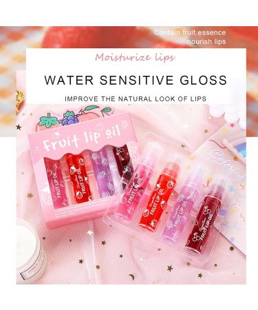 Jomewory 4 Lip Oil for Girls Fruity Flavors Rolling Ball Lip Oil Set Moisturizing Lip Balm Transparent Lip Gloss Kit Roll-on Lip Gloss Set Transparent Lip Gloss for Dry Lips - Buy Online on GoSupps.com