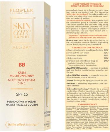 FLOSLEK BB Multi-Task Face Cream 5 in 1 SPF15 | 50 ml | Contains Peptides Vitamin C Troxerutin & Shea Butter | Masks Discoloration and Imperfections | for All Types of Skin - Buy Online on GoSupps.com