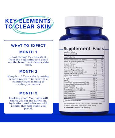 Clear Skin Acne Supplement with Zinc  DIM & Probiotics | Hormonal Acne Pills & Complexion Support | Balance  Clarify & Restore with Hyaluronic Acid & Anti-Acne Vitamins | For Women & Men | 60ct - Buy Online on GoSupps.com