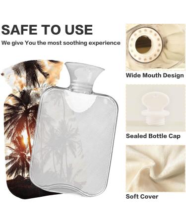 NAANLE 1L Hot Water Bottle with Tropical Beach Palms Cover - Pain Relief for Menstrual Cramps & Heat Therapy - Buy Online on GoSupps.com