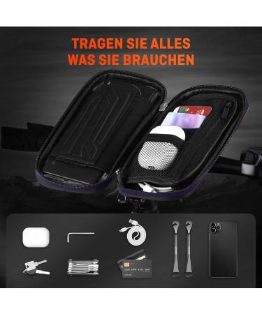 Henmi Waterproof Cell Phone Holder for Bikes - IPX5 Touchscreen Bag for Smartphones Up to 7 Inches - Perfect for MTB Racing & E-Bikes - 19*10*3.5cm - Buy Online on GoSupps.com