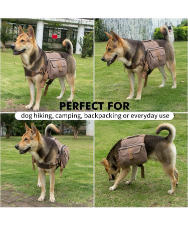 Medium Dark Yellow Dog Backpack Harness for Hiking & Travel | Medium & Large Dog Saddle Bag Rucksack with Leash - Buy Online on GoSupps.com