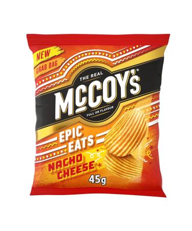 McCoy's Ridge Cut Crisps Multipack Box of Flavoured Potato Crisp snacks 36 x 45g - Nacho Cheese Nacho Cheese 45 g (Pack of 36)
