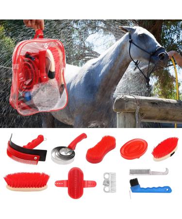 BREUAILY Horse Grooming Kit 10pcs Professional Horse Soft Massage Brush Kit Portable Horse Cleaning Tool Kit Horse Hair Brush Curry Comb Hoof Pick for Horse Cow Pony - Buy Online on GoSupps.com
