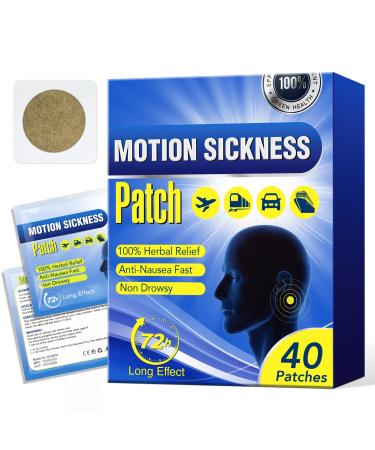 JYHSGD Motion Sickness Patch 40 Count Motion Sickness Patches for Relieve Vomiting Nausea Dizziness Seasick Car Trips Non Drowsy