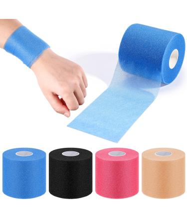 4 Pieces Foam Underwrap Athletic Foam Tape Sports Pre Wrap Athletic Tape for Ankles Wrists Hands and Knees(Black Beige Navy Blue Rose Red 2.75 Inches x 30 Yards) Black Beige Navy Blue Rose Red 4 Count (Pack of 1)