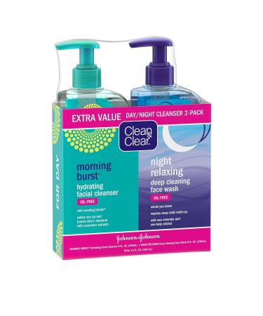 Clean & Clear Day & Night Face Cleanser Set - Morning Burst Hydrating & Night Relaxing Deep Cleansing - Oil-Free, Non-Comedogenic - 2 x 8 fl. oz - Buy Online on GoSupps.com