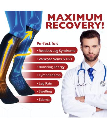 BAMS Plus Size Calf Compression Sleeve | Extra Wide Leg Support for Shin Splints, Pain Relief, Swelling | Black X-Large - Buy Online on GoSupps.com
