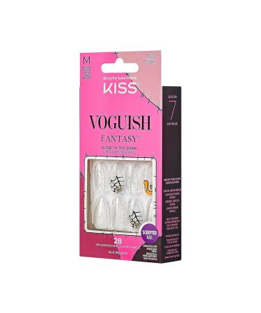 Buy KISS Voguish Fantasy Halloween Nails - Black Almond Shape 28 Fake Nails Pink Gel Nail Glue Mini File & Manicure Stick | International Shipping Available - Buy Online on GoSupps.com