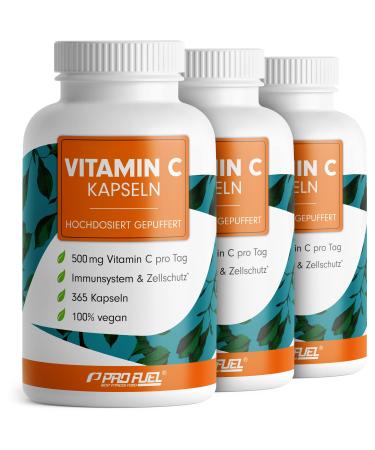 Vitamin C high dosed - 1095 vitamin C capsules - 500 mg vitamin C buffer - high -quality calcium ascorbate optimally high -dose - without undesirable additives - laboratory test with certificate - 100% vegan 3x 365 capsules