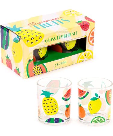 Summer Fruits Set of 2 Glass Tumblers 250ml - Buy Online on GoSupps.com