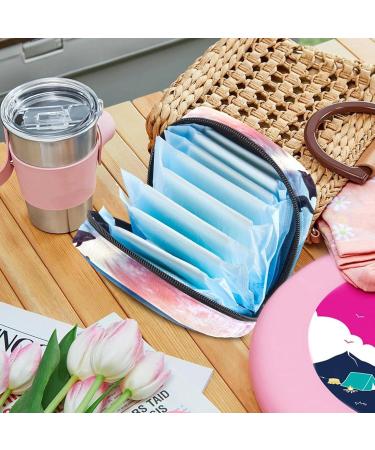 Menstruation Pad Bag with Zipper - Women's Napkin & Tampon Collecting Bag - Beautiful Dolphin Jumping Sea Sunset Design - Buy Online on GoSupps.com