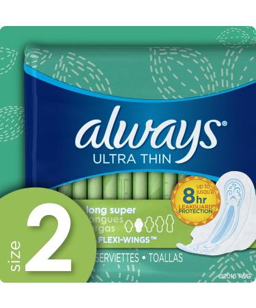 Always Ultra Thin Size 2 Super Pads With Wings Unscented 16 Count - Best Protection for Heavy Flow - Buy Online on GoSupps.com