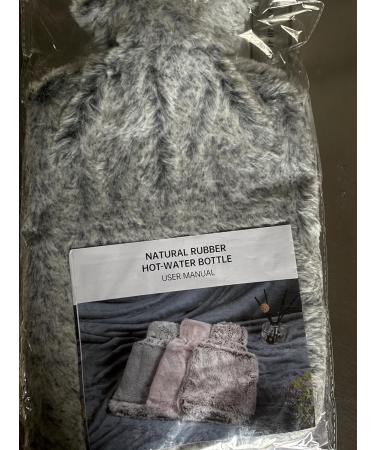 BOLEi 2L Hot Water Bottle with Faux Fur Cover - Leakproof Large Hot Water Bag for Pain Relief - Ideal for Women, Seniors, Children - Grey - Buy Online on GoSupps.com