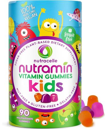 NUTRAMIN Sugar-Free, Allergen-Free & Vegan Gummy Multivitamins for Kids - Great Tasting Gummies Your Kids Will Love - 90 Count Bottle by Nutracelle