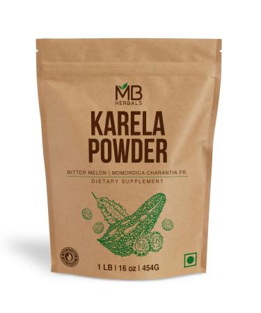 MB Herbals De-Seeded Karela Powder 454 Gram | 1 LB / 16 oz | 100% Pure Bitter Melon Powder | Momordica charantia Fr. | No Preservatives | Non GMO | Gluten Free
