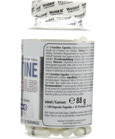 Weider L-Carnitine Capsules - Essential Amino Acid for Energy Boost and Fat Burning - Buy Online on GoSupps.com