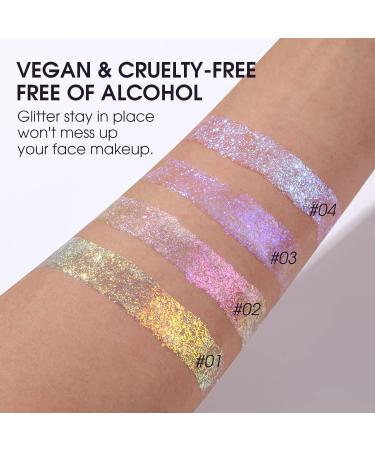 Langmanni Holographic Body Glitter Gel & Eyeshadow - Color-Changing Sparkling Pink - 1.35 OZ for Face Body Hair & Lips - International Shipping Available - Buy Online on GoSupps.com