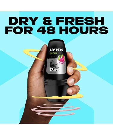Lynx Epic Fresh Grapefruit & Tropical Pineapple Scent Deodorant Roll On For Men Dry & Fresh for 48 Hours An Iconic Fresh Fragrance Deodorant For Men 50 ML (Pack of 6) Epic Fresh 50 ml (Pack of 6) - Buy Online on GoSupps.com
