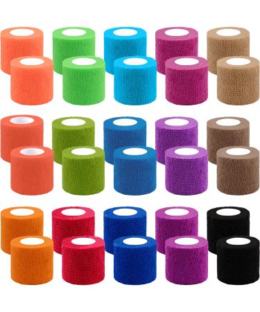 BQTQ 30 Rolls Self Adherent Wrap 2 Inch Self Adhesive Bandages Wrap Tape Stretch Bandage Self Stick Bandage Wraps for Wrist Ankle Swelling Sprains Assorted Color 2 Inch