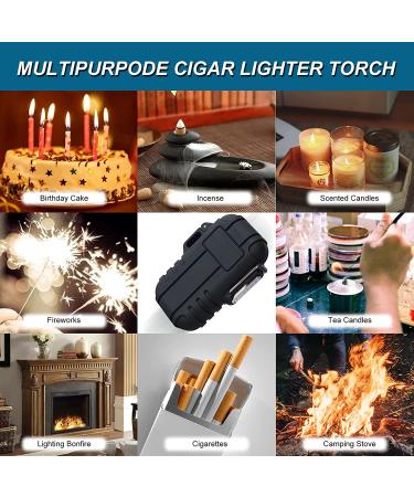Waterproof Windproof Torch Lighter - Black Single Flame for Candle, Camping, Family Use - Ideal Mens Gift (Butane Not Included) - Buy Online on GoSupps.com