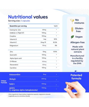 Revital Focus and Energy Supplement with NAD+ Complex Resveratrol & Shilajit Advanced Energy Supplements for Women and Men for Mental Clarity Cellular Energy & Vitality 90 Vegan Capsules - Buy Online on GoSupps.com