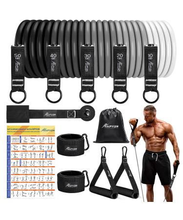 Fitness straps Set 150LBS 200LBS 250LBS Resistance Bands 5 Different strengths resistance tapes set with handles with ankle straps and door anchor portable backpack for indoor home gym and outdoor