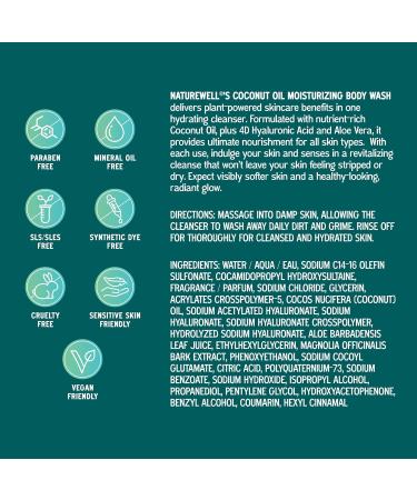 NATURE WELL Extra Virgin Coconut Oil Ultra-Moisturizing Body Wash Gentle & Creamy Formula Packed with Antioxidants Vitamins A C & E & Squalane Provides Gentle Cleansing & Intense Hydration 33 oz - Buy Online on GoSupps.com