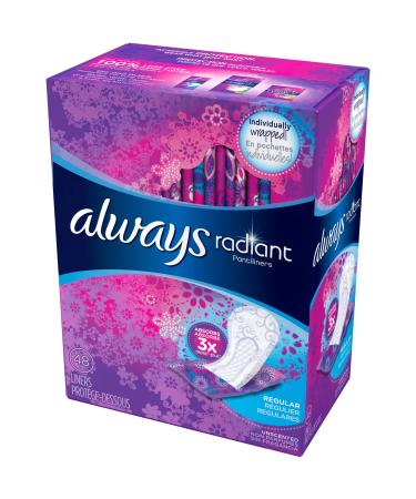 Always Radiant Pantiliners, Regular, Unscented, 96 Liners (Pack of 2) 96 Count (Pack of 2) - Buy Online on GoSupps.com
